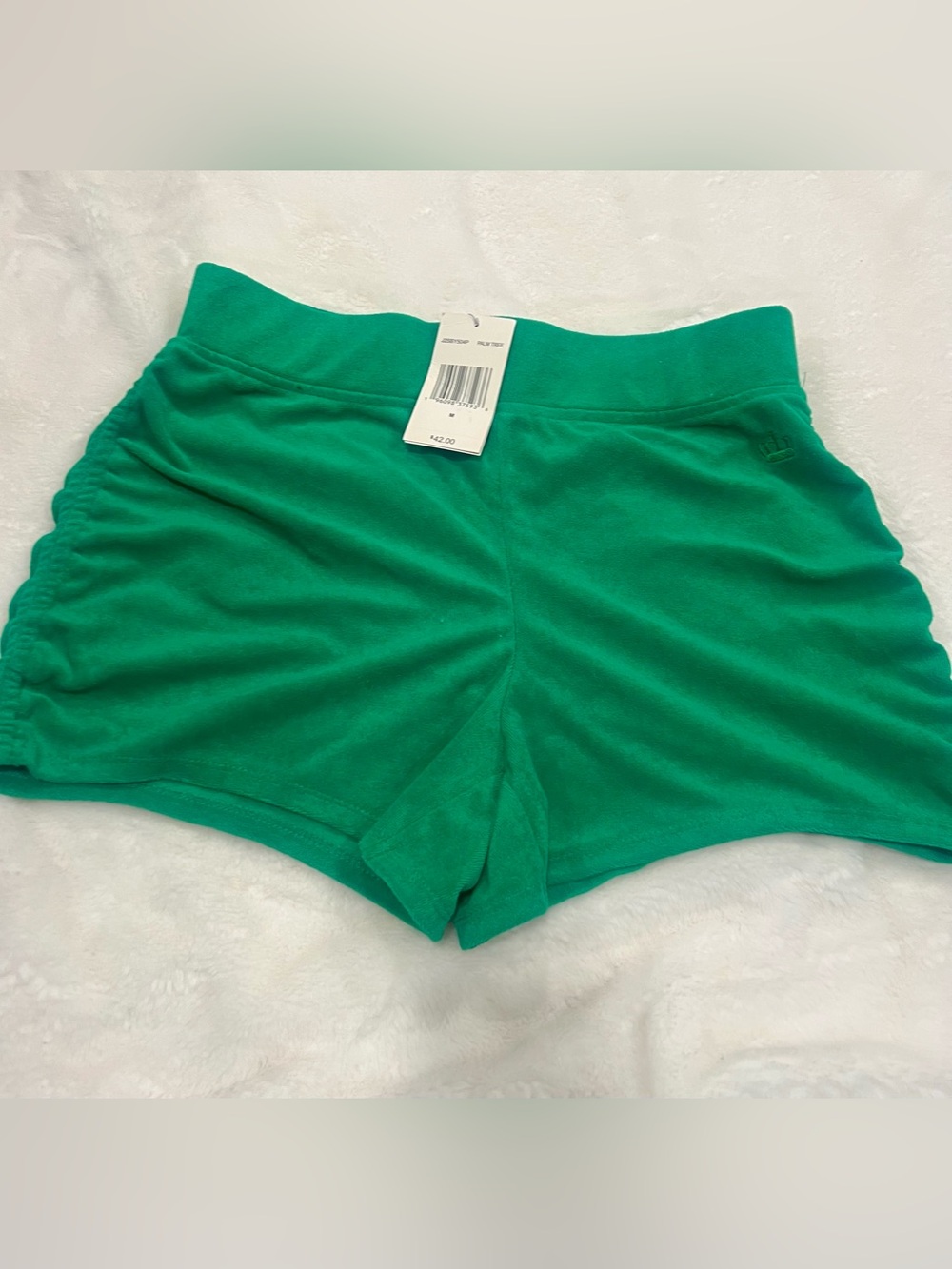 Juicy Couture Green Velour Ruched Pull On Shorts Size M - NWT